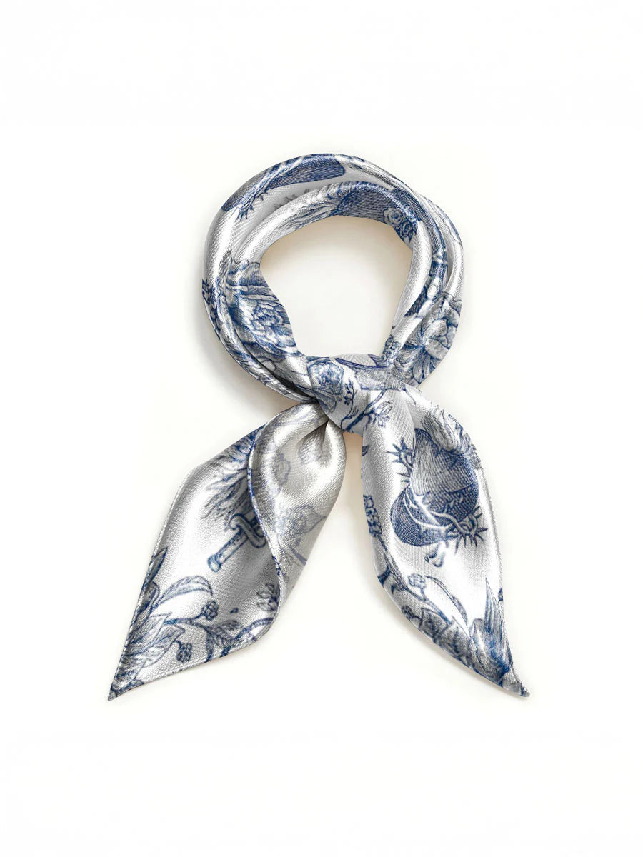 Blue and White Devotion Square Scarf