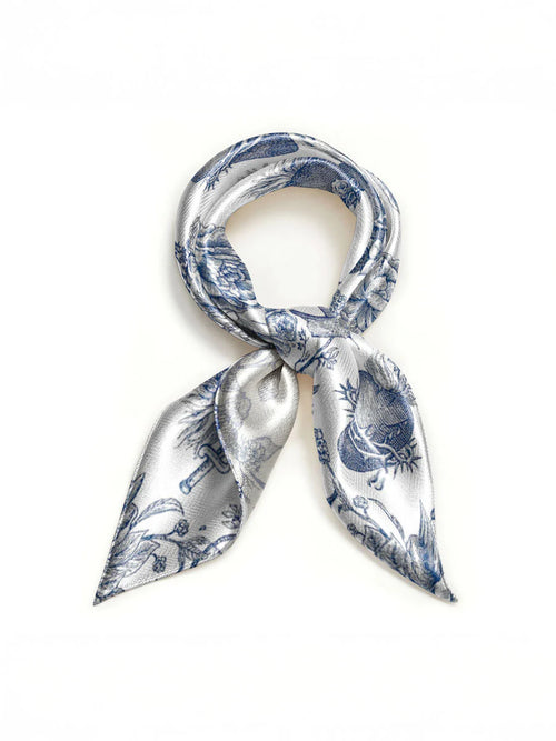 Blue and White Devotion Square Scarf